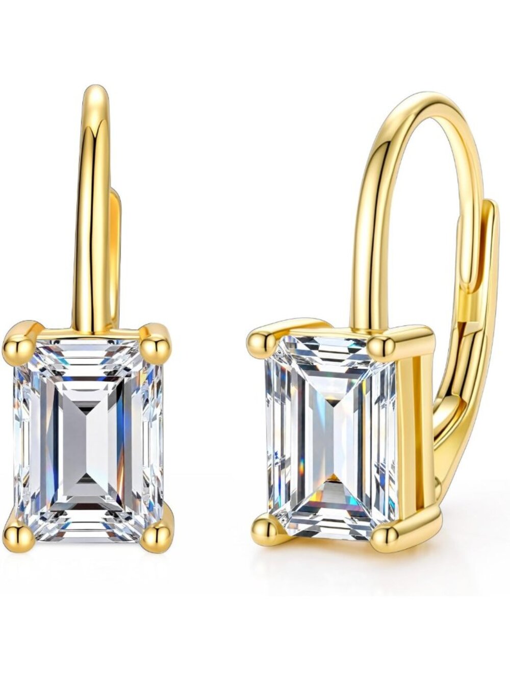 Elegant Emerald Cut Moissanite Drop Earrings | 2ct Dangle Leverback for Women